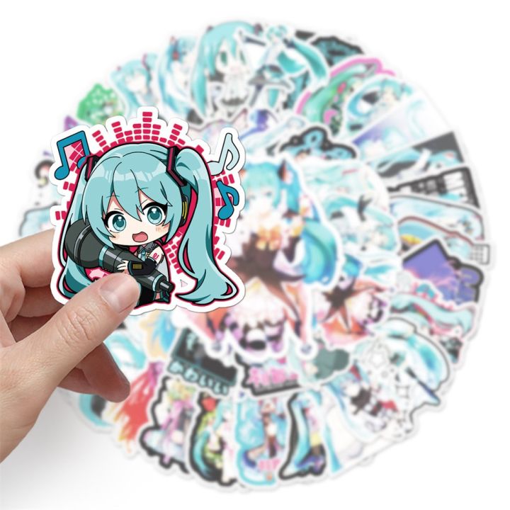 Artsy Home 25/50 Pcs Cartoon Chibi Cute Miku Stickers for Laptops Cellphone Guitar