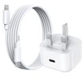 IPhone 20W USB-C Fast Charging Power Adapter With Cable - White. 