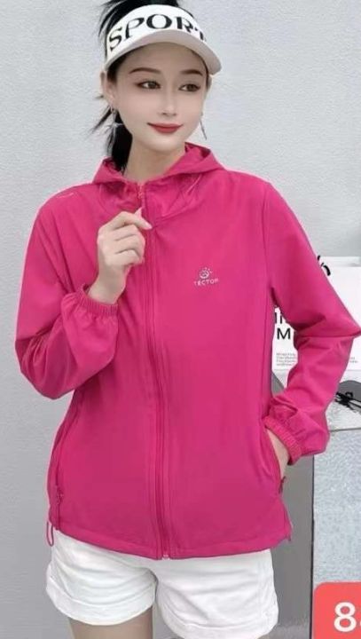 Single Layer Plain Cap Windcheater For Women