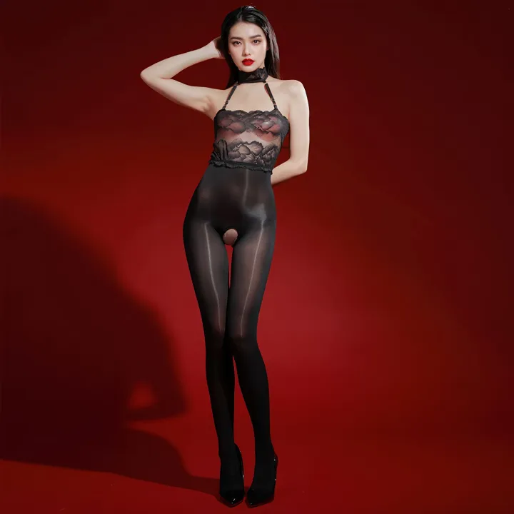 shiny%20lace%20halterneck%20bandeau%20one-piece%20stockings%205D%20ultra%20thin%20silky%20temptation%20open%20crotch%20free%20to%20take%20off%20lingerie%20women%20-%20Image%206