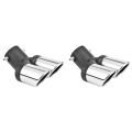 FORIDE 2X Car Universal 63mm Stainless Steel Dual Outlet Exhaust Pipe Muffler Tail Throat Muffler Tip Pipe Grilled Black. 