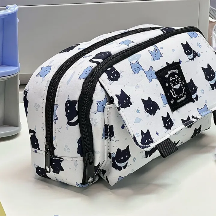 DUJU%20utensils%20storage%20student%20box%20office%20bag%20pencil%20case%20three-layer%20kawaii%20snow%20cat%20large%20capacity%20pencil%20case%20clip%20stationery%20school%20-%20Image%204