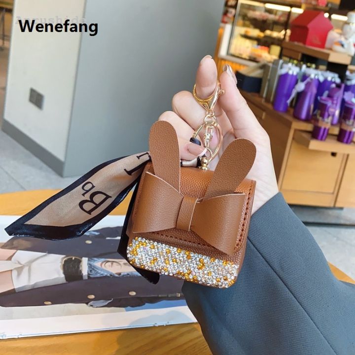 Wenefang%20Anrushide%20Fashion%20inlaid%20rabbit%20ears%20mini%20bag%20PU%20headphone%20bag%20For%20Airpods%202025%20New%204%20Pro%202%203%202and1Case%20universal%20Portable%20coin%20purse%20with%20keychain%20-%20Image%207