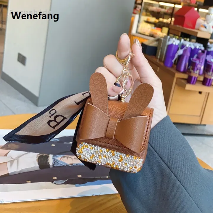 Wenefang%20Anrushide%20Fashion%20inlaid%20rabbit%20ears%20mini%20bag%20PU%20headphone%20bag%20For%20Airpods%202025%20New%204%20Pro%202%203%202and1Case%20universal%20Portable%20coin%20purse%20with%20keychain%20-%20Image%207