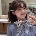 Fashionable Lace Mesh Polka Dot Scarf For Women Summer Lightweight Sweet Versatile Neck Accessory With Ribbon Nicle. 