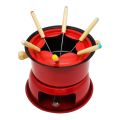 ARELENE Red Mini Stainless Steel Fondue Pot Set Cheese Chocolate Fondue 6 Dipping Forks and Removable Pot Melts Candy Sauce Dip. 