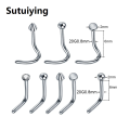 Sutuiying 1PC Titanium Nose Stud L-Shape Nariz Studs Screws Nose Ring Hoop Piercings Gem Nostril Earring Stud Piercings Fashion Jewelry. 