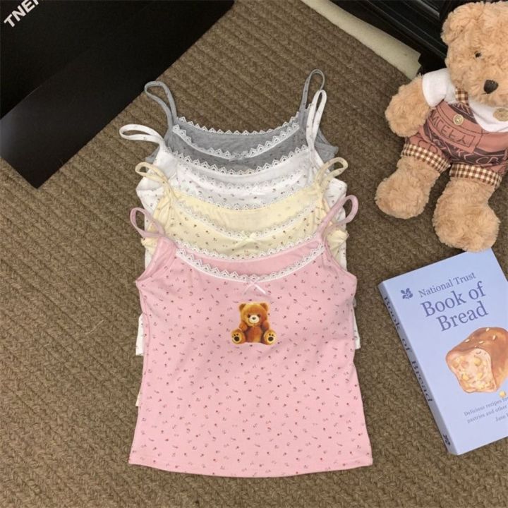 Sweet%20fit%20slim%20fit%20vest%20top%20bow%20slim%20fit%20with%20bra%20sleeveless%20fashion%20bow%20cute%20bear%20print%20Original%20lace%20floral%20camisole,%20round%20neck%20cushion%20lace%20cropped%20flower%20girl%20top%20seaside%20-%20Image%205