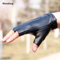 Wenefang Fingerless Driving Gloves PU Faux Leather Outdoor Sports Halloween Role-playing Half Finger Gloves For Male Female Teenagers. 