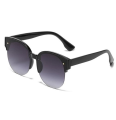 Fashion Gradient Color PC Round Frame Half Frame Sunglasses for Women. 