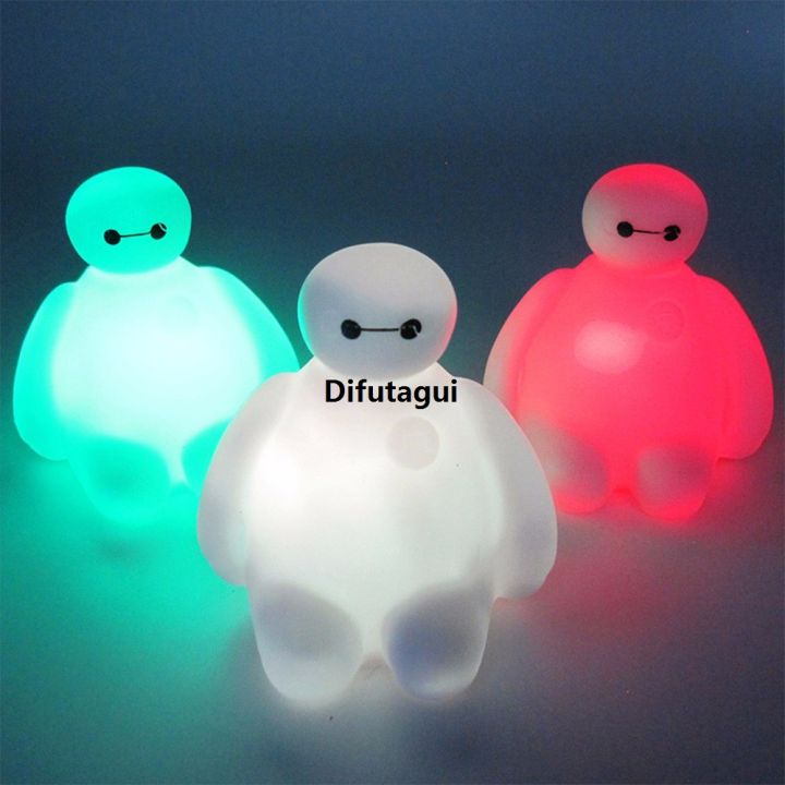 Difutagui Emergency Light Silicone Light Baymax Creative LED [802e9a44] Cute Special Color Changing Cartoon Light Children's Toy Light Soft Mini