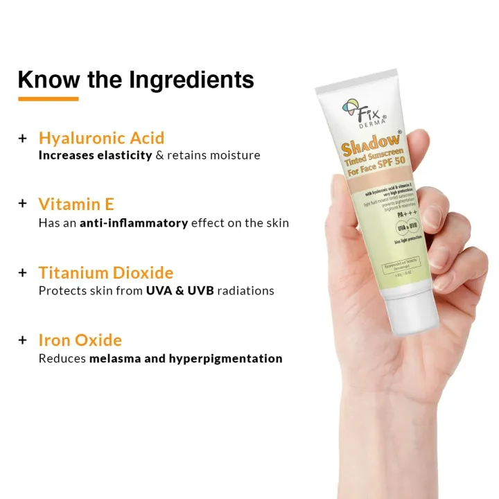 Fix%20Derma%20Shadow%20Tinted%20Sunscreen%2030g%20%7C%20Shade%20-%20Light%20%7C%20SPF%2050+%20%7C%201%25%20Hyaluronic%20Acid%20%7C%20UVA%20&%20UVB%20%7C%20PA+++%20-%20Image%205