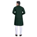 Green Solid Pure Cotton Kurta Pajama Set For Men. 