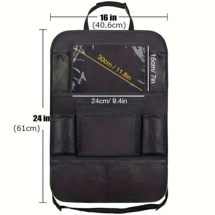 1pc%20Car%20Backseat%20Organizer%20With%20Clear%20Tablet%20Holder,%2010%20Storage%20Pockets%20Seat%20Back%20Protectors%20Kick%20Mats%20Travel%20Accessories%20-%20Image%202