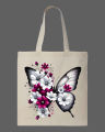 Floral Butterfly Graphic Printed  Tote Bag – Eco-Friendly Cotton Shoulder Shopping Bag-White, Black. 