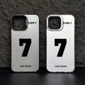 Phone Case For iPhone 11 14 15 Pro Max PLUS XS Max Casing Silver Black White Colorful Matte IMD Lucky Number Seven Luxury Fashion Protection Simple Shockproof Back Cover Silicone. 