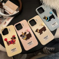 Sroof  Case For iPhone 12 13 14 15 16 Pro Max New Silicone Niche Premium Feeling Four Color Bean Dog Embroidery Patch Phone Case Back Cover. 
