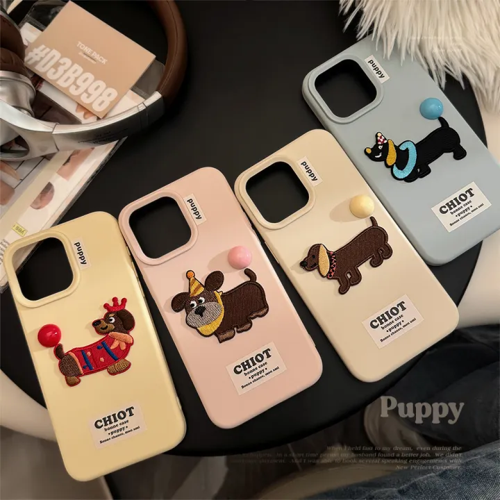 Sroof%20%20Case%20For%20iPhone%2012%2013%2014%2015%2016%20Pro%20Max%20New%20Silicone%20Niche%20Premium%20Feeling%20Four%20Color%20Bean%20Dog%20Embroidery%20Patch%20Phone%20Case%20Back%20Cover%20-%20Image%202