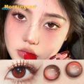 NATURAL CONTACT LENSES OF THE YEAR, SOFT COLOR PRESCRIPTION RED MORNINGCON MYOPIA CONTACT LENSES, EYE MAKEUP. 