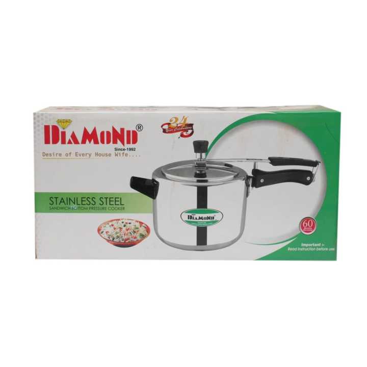 Diamond%20Induction%20Base%20Stainless%20Steel%20Pressure%20Cooker,%202%20Liters,%20Silver%20-%20Image%202