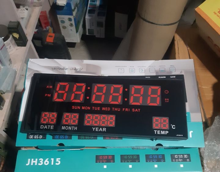 LED Digital Calendar JH3615 Digital LED Wall Clock, Length 36 cm with Calendar and Temperature Display