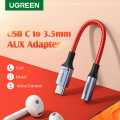 UGREEN type-c to 3.5mm jack earphone cable 3.5mm AUX USB C audio adapter for For Xiaomi Mi 11T/10/10 Pro/Mi 9 Pro/ 8/8SE/8 lite,,Huawei Nova 6/Mate 30 Pro/ Mate 20 Pro/Mate 10 Pro/P30 Pro/Honor 20S/V30, OnePlus 8/8Pro/8T,7/7 Pro/7T. 