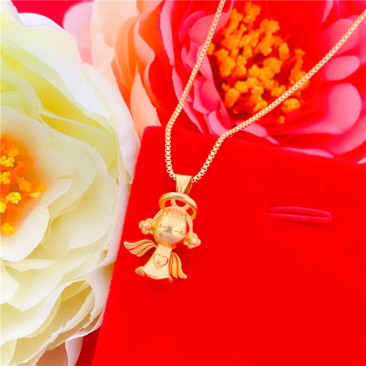 %E3%80%90Essential%20Good%20Item%E3%80%91Necklace%20Women's%20Long-standing%20Color-plated%2024k%20Gold%20Imitation%20Gold%20999%20Gold%20Angel%20Pendant%20Gold%20Jewelry%20-%20Image%203