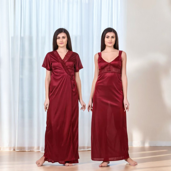 Silk%20Bridal%20Nightgown%20Set%20with%20Robe%20%E2%80%93%20Maroon%20Fancy%20Satin%20Nighty%20for%20Women%20(Free%20Size)%20-%20Image%202