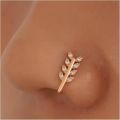 Crystal Leaf Nose Ring Gold Cz Leaf Nose Cuff Olive Leaf Cz Septum Nose Rings U Shaped Clip On Nose Stud Rhinestone Leaf Hoop Nose Piercing Jewelry for Women 1Pcs. 