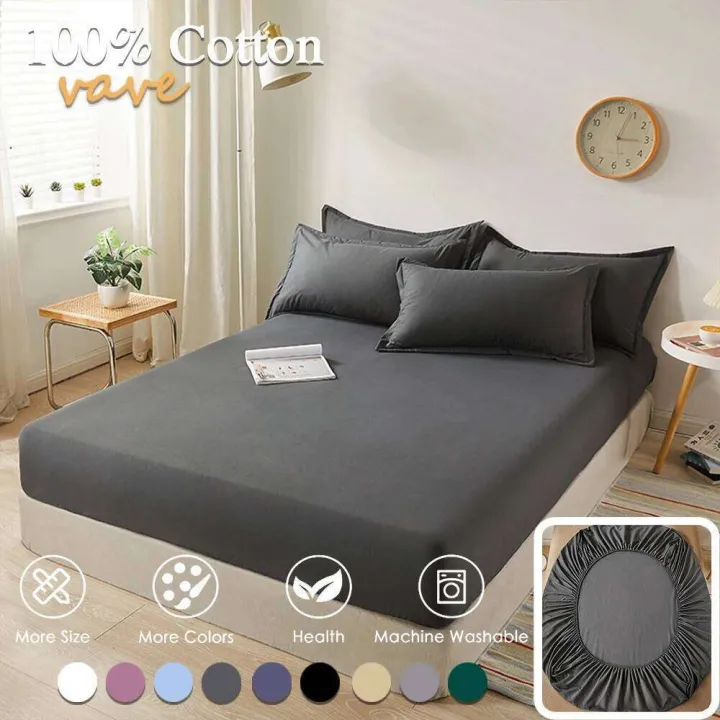 100%25%20Cotton%20Fitted%20Sheet%20with%20Elastic%20Band%20Solid%20Color%20Anti-slip%20Adjustable%20Mattress%20Cover%20for%20Single%20Double%20King%20Queen%20Bed%20-%20Image%202