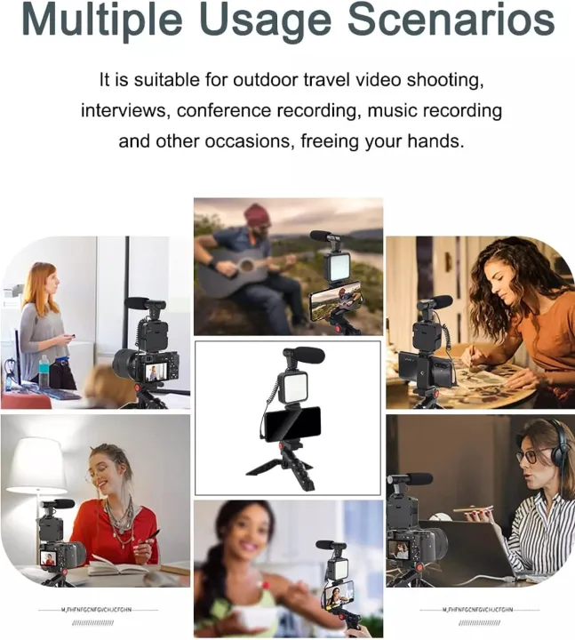 Video%20Vlogger%20Kits%20Microphone%20LED%20Fill%20Light%20Mini%20Tripod%20For%20Phone%20Vlog%20Video%20Recording%20Condenser%20AY-49%20-%20Image%203