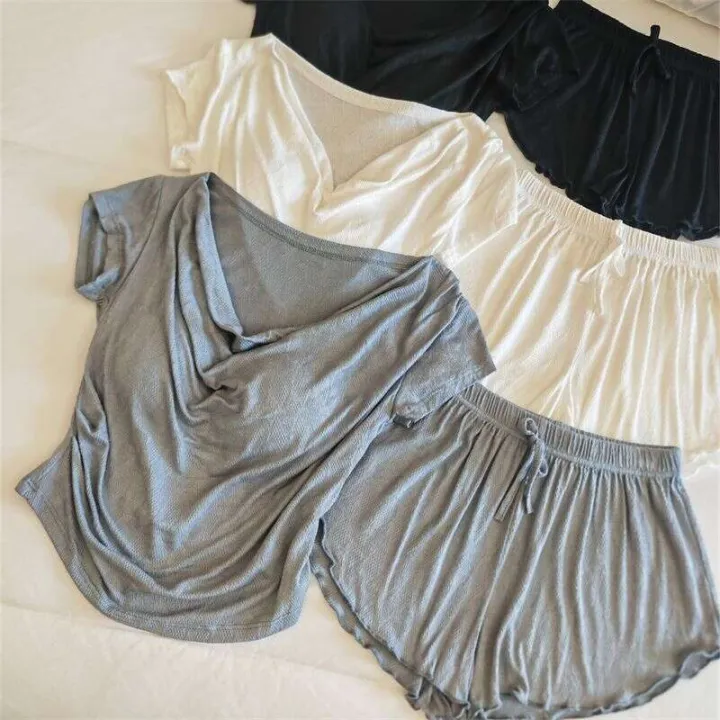 Sweet%20Korean%20Pamas%20for%20Women,%20Spring%20and%20New%20Short%20Sleeve,%20Wearable%20Outside,%20Pure%20Desire%20Lazy%20Style%20Homewear%20Summer%20Set%20-%20Image%204
