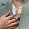 【Mega new vintage brushed engraving hollow rotatable sweater chain handmade gold-plated necklace. 