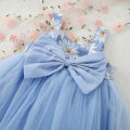 Summer New Baby Girls Dress Halter Bow Floral Mesh Shaggy A-line Dress Sweet Princess Dress Birthday Party Team Dress. 