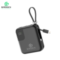 Green Mini Thunder Small Size Power Bank | 10000mAh | Fast Charging |  Ultra Thinner | 22.5W | Attach Wire | PD input-Output | Digital Display | Lithium-Polymer Battery | Slim & Thinner Pocket-Friendly | Lanyard | 6 Months Warranty | Black & White Colors. 