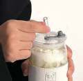 Pebbles Nepal Iced Coffee Cups with Lids and Straws | 400ml | Thick Wall Glass Tumbler with Insulated Leather Sleeve,Cute Juice Mugs,Travel Sipper for Cocktail, Mocktail. 