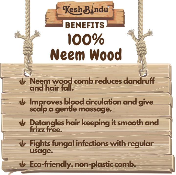 KeshBindu%20Neem%20Wooden%20Comb%20For%20Men%20&%20Women%20Suited%20For%20All%20Hair%20Types%20(Dual%20Tooth%20Comb)%20-%20Image%207