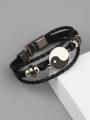 ANX Men Yin & Yang Layered Pu Leather Bracelet For Men / Men's Accessories | Fashion Layered Bracelet For Men. 