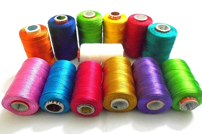 Red Shiny Thread IS 2 Rolls / Roll of Silk Shiny Soft Thread Spools ( Red and Cream ...