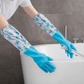 Floral/Car Pattern Latex Dishwashing Gloves, Anti-Slip Waterproof Cleaning Gloves - 1 Pair. 