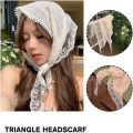Korean Triangle Headscarf Lace Flower Summer Women Girls Ins Sweet Cute Head Scarf Travel Versatile Hair Scarf ( 1  piece). 