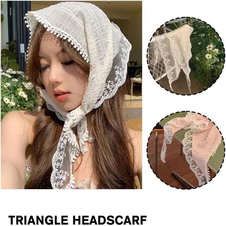 Korean%20Triangle%20Headscarf%20Lace%20Flower%20Summer%20Women%20Girls%20Ins%20Sweet%20Cute%20Head%20Scarf%20Travel%20Versatile%20Hair%20Scarf%20(%201%20%20piece)%20-%20Image%202
