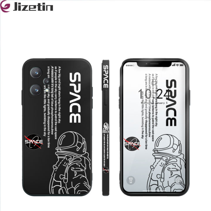 Jizetin for Realme 9 Pro / OnePlus Nord CE 2 Lite 5G Back Cover Space Astronaut Multicolor Square Soft Liquid Silicone Phone Case