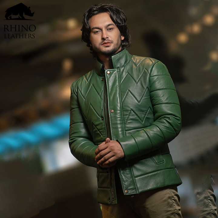 Rhino leathers Men's Genuine Leather Jacket (Green)