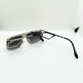 New Elegant Black Rectangle Men Sunglasses with Silver Frame and Gradient Lens - Fashion Eyewear Accessory. 