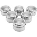 6pcs / set Clear Lid Magnetic Spice Jar Stainless Steel Spice Sauce Storage Container Pots Kitchen Houseware. 