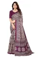 Mysa Fashions Fine Palm Prints Art Silk Saree for Women - Burgundy Purple Saree. 