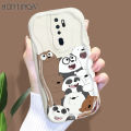 Hontinga for OPPO A5 2020 A9 2020 Back Cover Cute Bears Phone Case Cream Texture Wavy Edge Soft Mobile Cover. 
