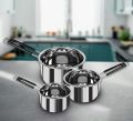 Induction Base Stainless Steel Silver Sauce Pan /Milk PAN/Tea PAN 3 Piece Combo Set Capacity:- 1, 1.5, 2 Liter Sauce Pan. 