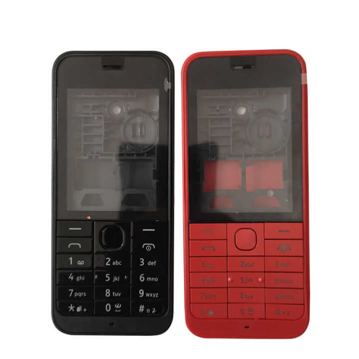 【I was hyLed uL】BINYEAE New Plastic Full Housing Case Cover For Nokia 220 Facing Frame + Middle + Back cover + Keypad + Logo Cell Phone Part
